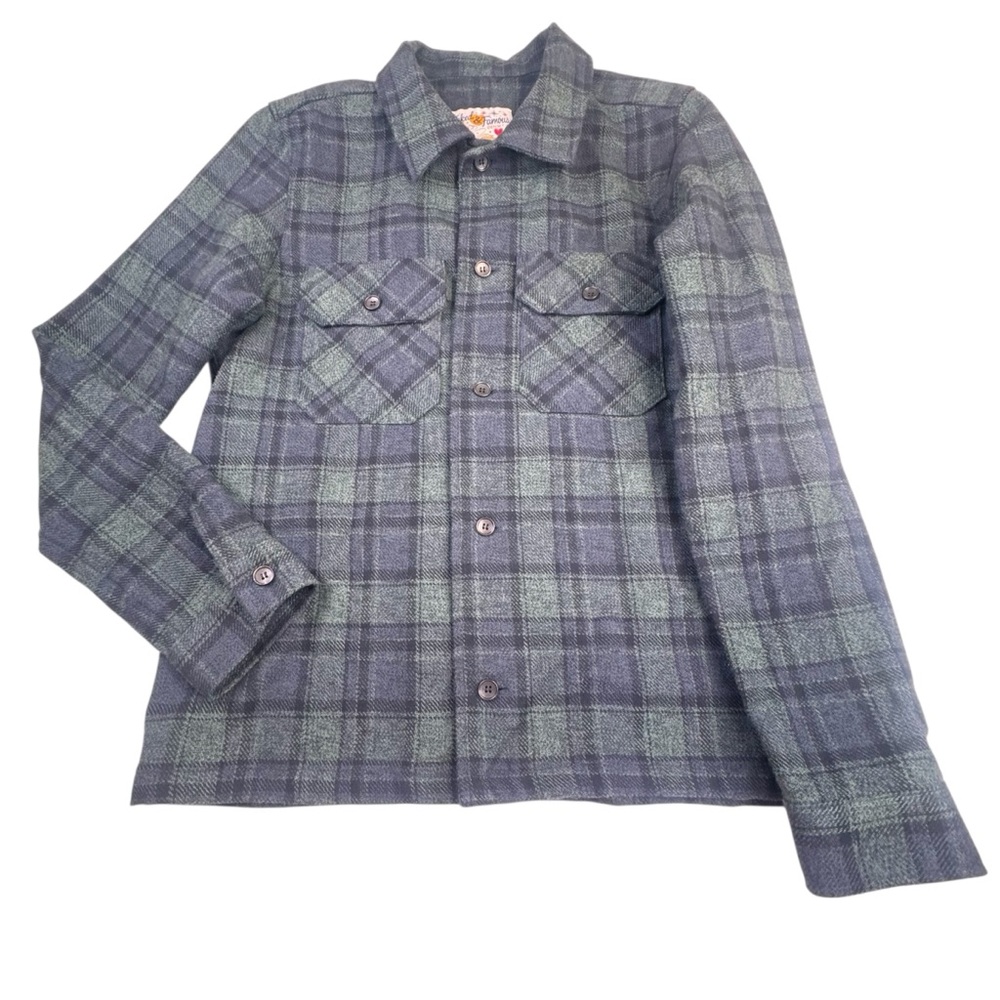 SOLD !!!!!!!! Flannel Shirt Medium Green Plaid Button Down Streetwear Stretch